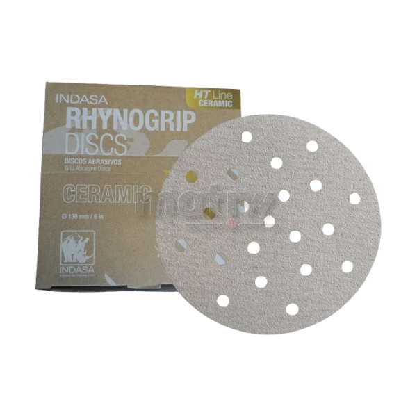 KRĄŻEK PAPIER ŚCIERNY NA RZEP 150 mm 21H UV INDASA HT CERAMIC LINE P180 50szt
