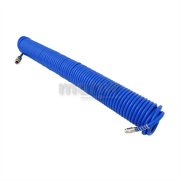 WĄŻ SPIRALNY NIEBIESKI PU 5x8 mm Z SZYBKOZŁĄCZEM 15m