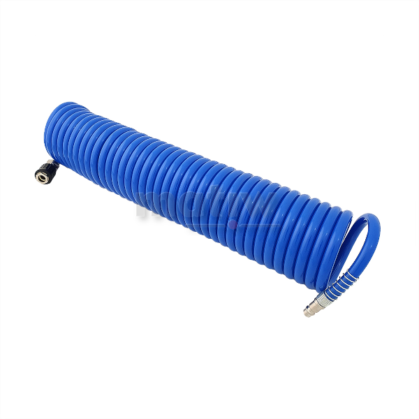 WĄŻ SPIRALNY NIEBIESKI PU 8x12 mm Z SZYBKOZŁĄCZEM 10m