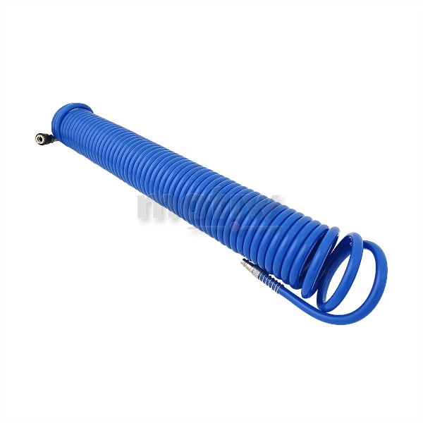 WĄŻ SPIRALNY NIEBIESKI PU 8x12 mm Z SZYBKOZŁĄCZEM 15m
