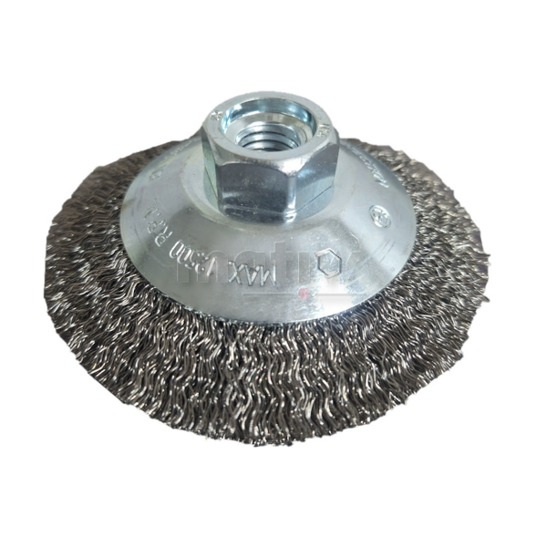 SZCZOTKA DRUCIANA STOŻKOWA FALISTA STALOWA 125 mm x 10 mm M14 OSBORN