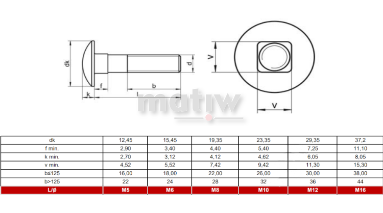 ŚRUBA NIERDZEWNA A2 ZAMKOWA ŁEB GRZYBKOWY DIN 603 M10 x 130 100szt