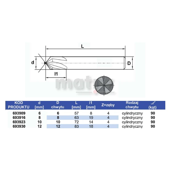 FAZOWNIK 90° DO METALU VHM FESTA PROFESSIONAL 6,0 mm