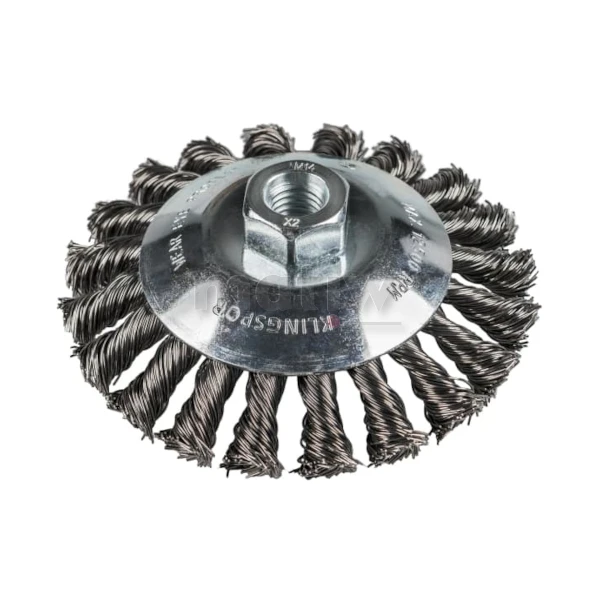 SZCZOTKA STOŻKOWA KLINGSPOR BK600Z DRUT SPLATANY STAL M14 115x14 mm