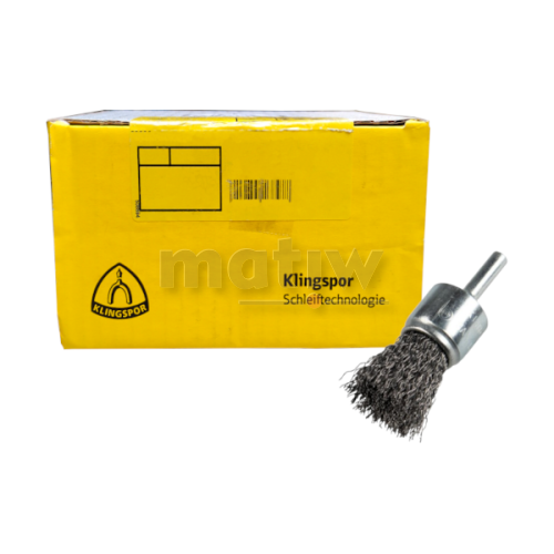 SZCZOTKA PĘDZELKOWA TRZPIENIOWA KLINGSPOR BPS600W DRUT FALISTY INOX 12x6 mm 30szt.