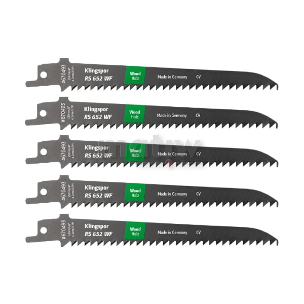 BRZESZCZOT DO PIŁY SZABLASTEJ ZE STALI CHROMOWO-WANADOWEJ KLINGSPOR RS652WF DO DREWNA 150x19x1,2 mm 5szt