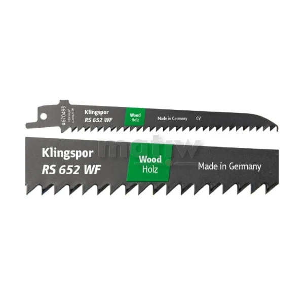 BRZESZCZOT DO PIŁY SZABLASTEJ ZE STALI CHROMOWO-WANADOWEJ KLINGSPOR RS652WF DO DREWNA 150x19x1,2 mm 5szt