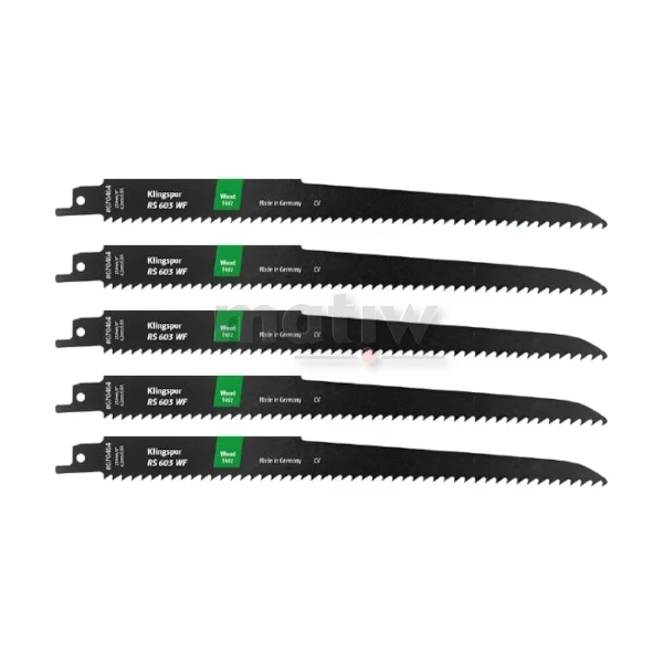 BRZESZCZOT DO PIŁY SZABLASTEJ ZE STALI CHROMOWO-WANADOWEJ KLINGSPOR RS603WF DO DREWNA 230x19x1,2 mm 5szt