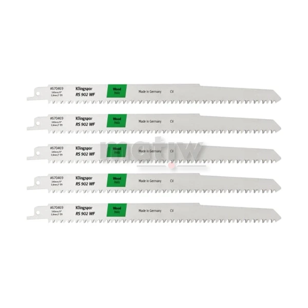 BRZESZCZOT DO PIŁY SZABLASTEJ ZE STALI CHROMOWO-WANADOWEJ KLINGSPOR RS902WF DO DREWNA 240x19x1,2 mm 5szt