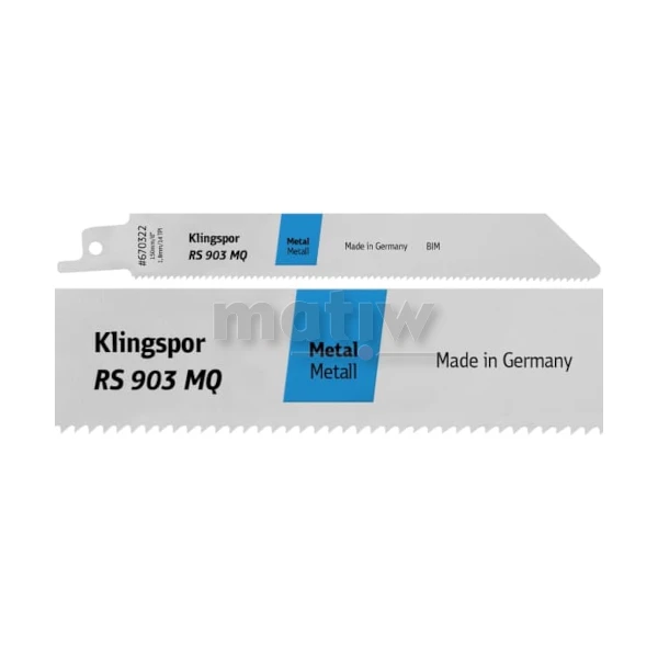 BRZESZCZOT DO PIŁY SZABLASTEJ Z BI-METALU KLINGSPOR RS903MQ DO METALU 230x19x0,9 mm 5szt