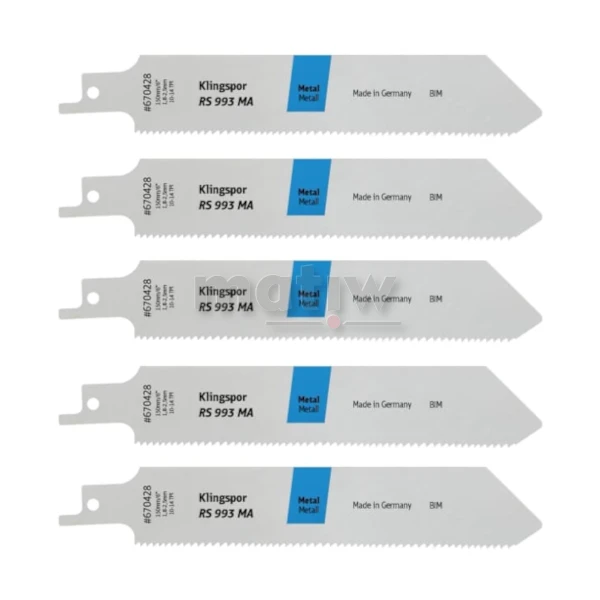 BRZESZCZOT DO PIŁY SZABLASTEJ Z BI-METALU KLINGSPOR RS993MA DO METALU 225x25,4x0,9 mm 5szt