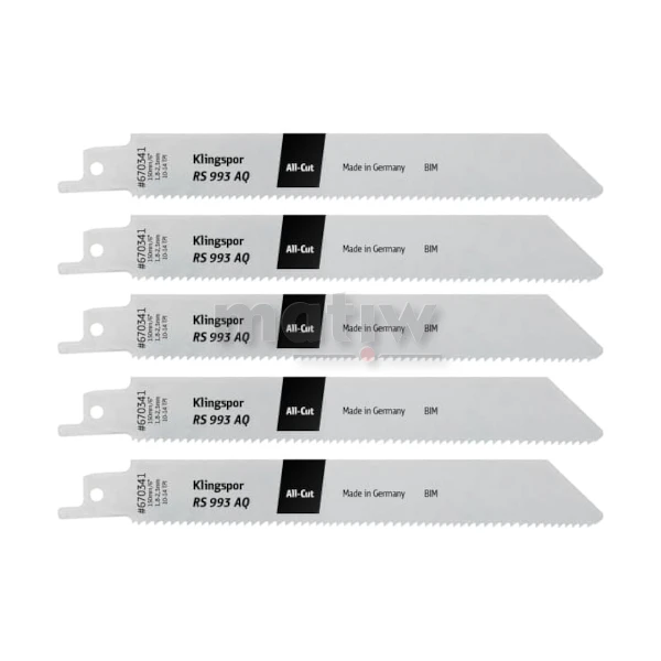 BRZESZCZOT DO PIŁY SZABLASTEJ Z BI-METALU KLINGSPOR RS993AQ UNIWERSALNY 150x19x0,9 mm 5szt