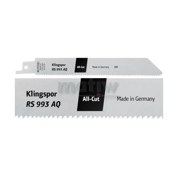 BRZESZCZOT DO PIŁY SZABLASTEJ Z BI-METALU KLINGSPOR RS993AQ UNIWERSALNY 150x19x0,9 mm 5szt