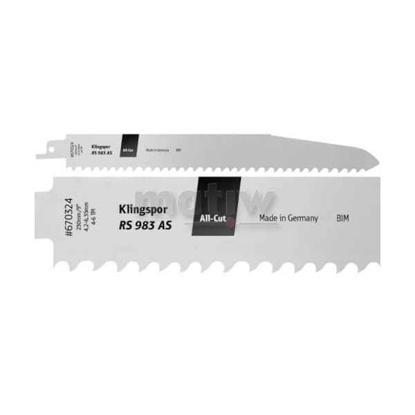 BRZESZCZOT DO PIŁY SZABLASTEJ Z BI-METALU KLINGSPOR RS983AS UNIWERSALNY 230x25,4x1,57 mm 5szt