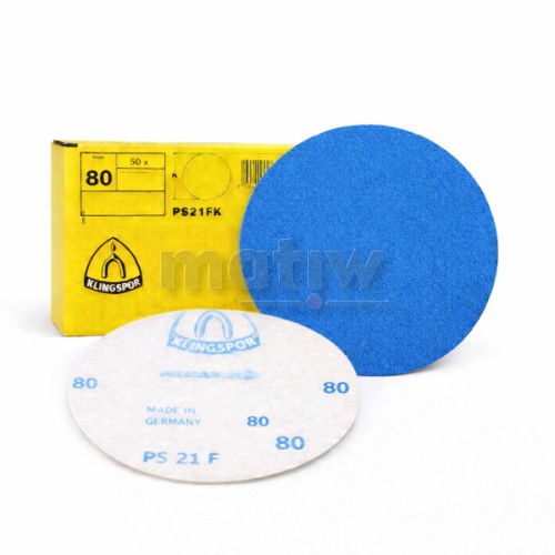 Krążek papier ścierny na rzep 125mm Klingspor PS21 cyrkon P80 50szt.