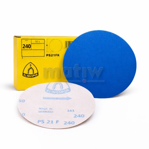 Krążek papier ścierny na rzep 125mm Klingspor PS21 cyrkon P240 50szt.