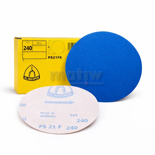 Krążek papier ścierny na rzep 125mm Klingspor PS21 cyrkon P240 50szt.