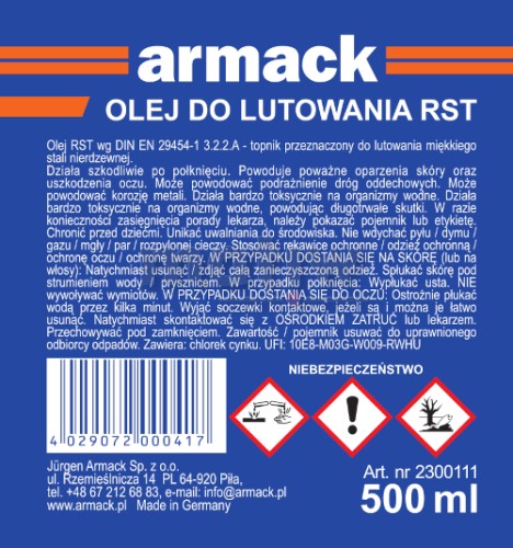 Topnik Armack RST olej do lutowania stali nierdzewnej 500ml.jpg