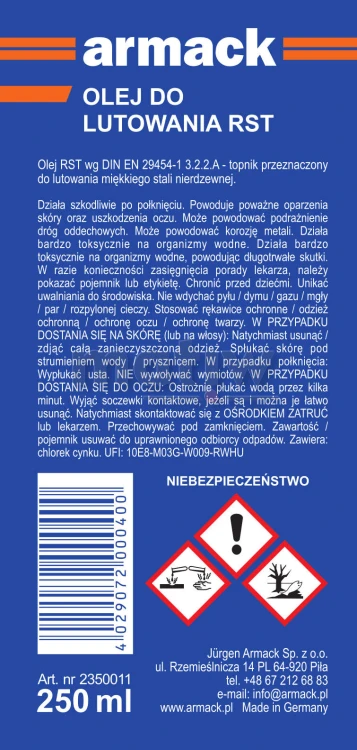 Topnik Armack RST olej do lutowania stali nierdzewnej 250ml.jpg