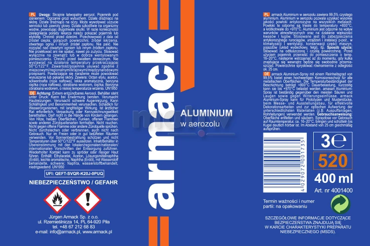 Aluminium w aerozolu spray 400 ml Armack.jpg