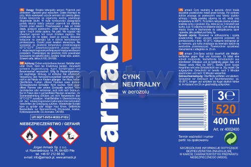Cynk neutralny w aerozolu spray 400 ml Armack.jpg