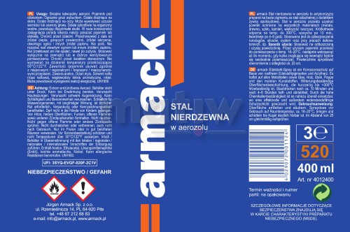 Stal nierdzewna w aerozolu spray 400 ml Armack.jpg