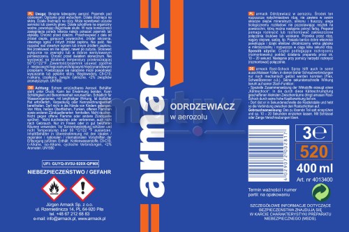 Odrdzewiacz w aerozolu 400 ml Armack.jpg