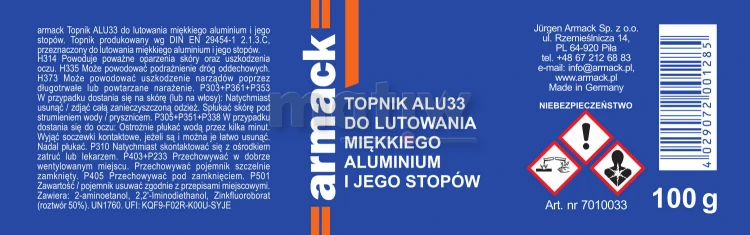 Topnik pasta Armack ALU33 do lutowania miękkiego aluminium 100g.jpg