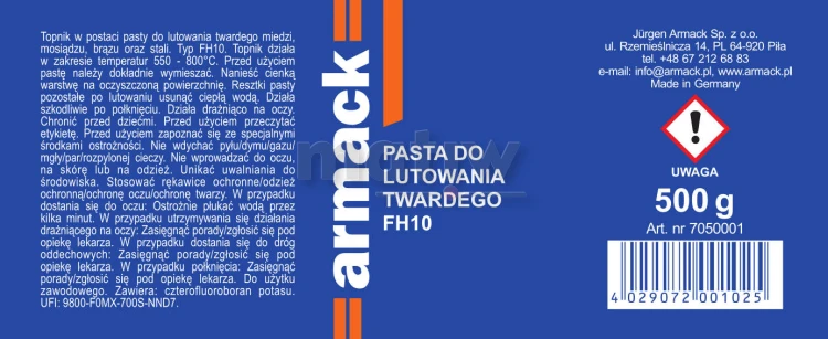 Pasta HS do lutowania twardego FH10 Armack 500g.jpg