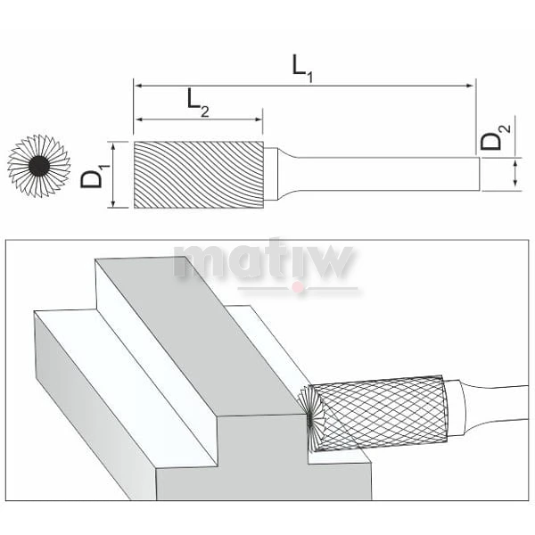 Frez pilnik trzpieniowy walcowy czołowy typ B INOX 12 mm FESTA .jpg