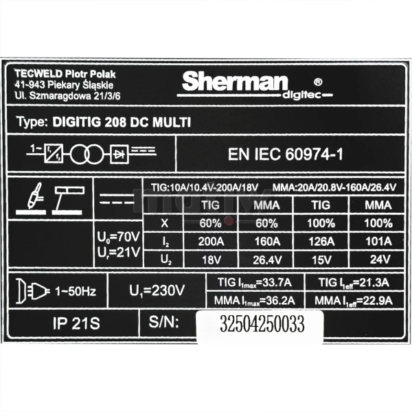 Spawarka Sherman TIG DIGITIG 208 DC MULTI .jpg