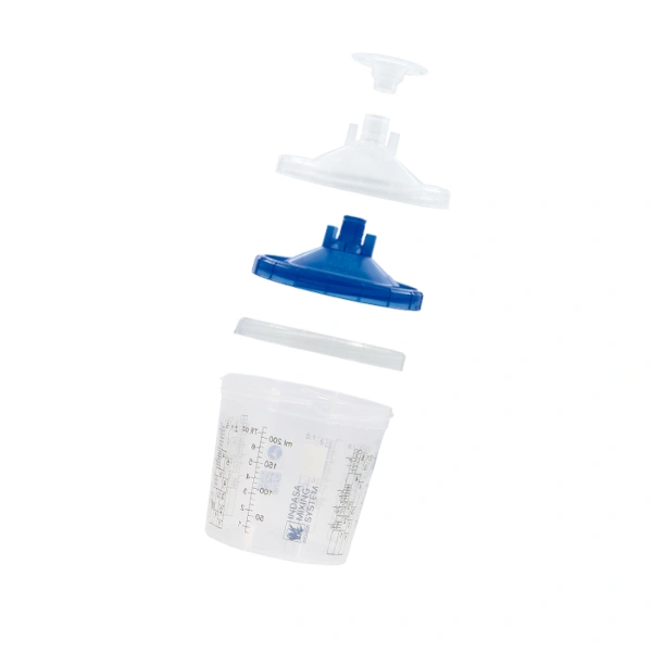 Pojemnik lakierniczy 200 ml z filtrem 125 µm INDASA Mixing System zestaw.jpg