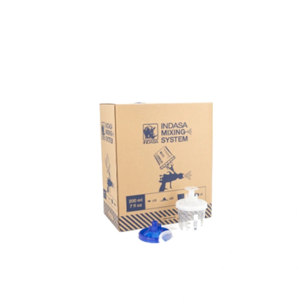 Pojemnik lakierniczy 200 ml z filtrem 125 µm INDASA Mixing System zestaw.jpg