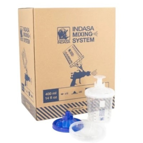 Pojemnik lakierniczy 200 ml z filtrem 125 µm INDASA Mixing System zestaw.jpg