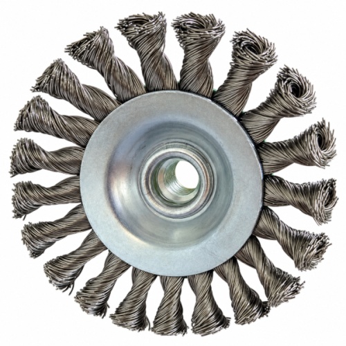 Szczotka druciana stożkowa FI 100 nierdzewna splatana 0,50 mm M14 Osborn.jpg