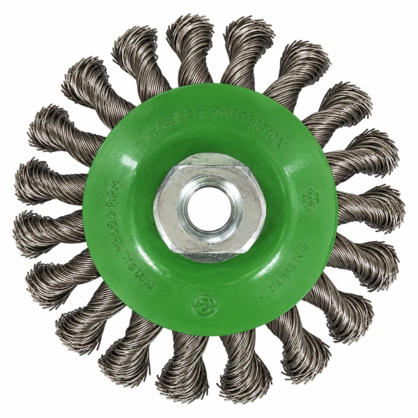 Szczotka druciana stożkowa FI 100 nierdzewna splatana 0,50 mm M14 Osborn.jpg