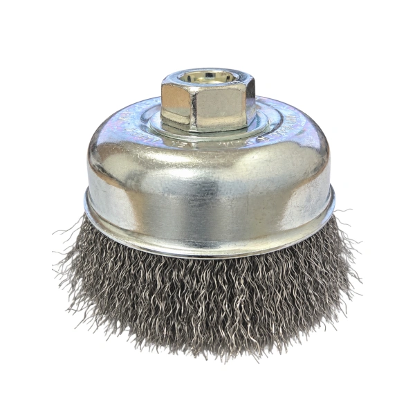 Szczotka druciana doczołowa 100 mm M14 Osborn stalowa 0,30 mm falista.jpg