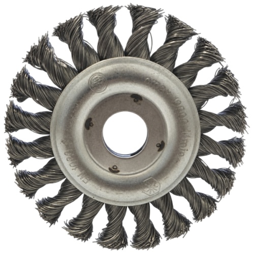 Szczotka druciana tarczowa 115 mm stalowa splatana 22,2 mm Osborn.jpg